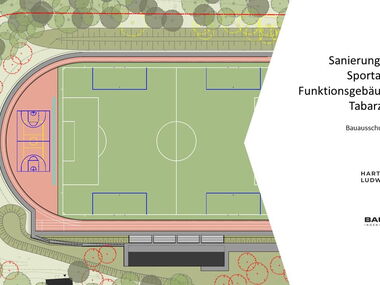 Titelblatt einer Präsentation zum Sportplatzumbau